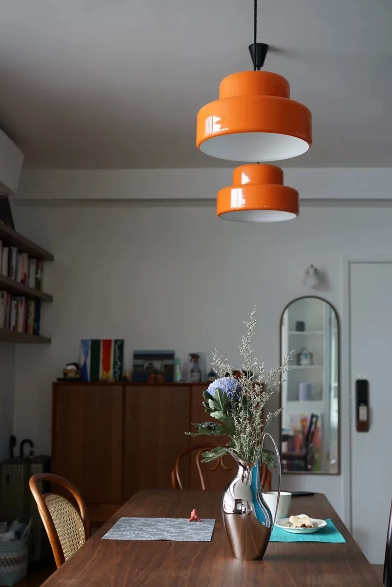 Bauhaus Vintage Orange Chandelier