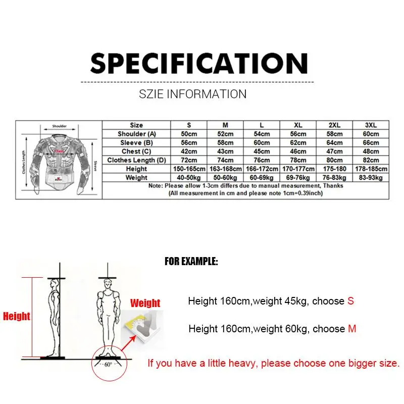 Motorcycle Jacket Full Body Armor Set Motorcycle Chest Armor Suit Motocross Racing Protective Gear Moto Protection S-5XL