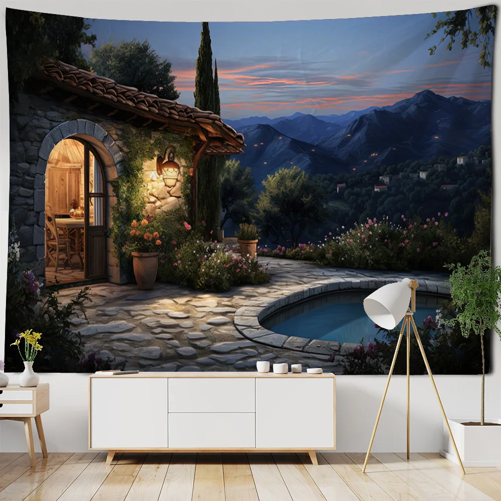 

Nordic tapestry psychedelic fabric background wall set living room bedroom wall hanging background cloth home decoration blanket
