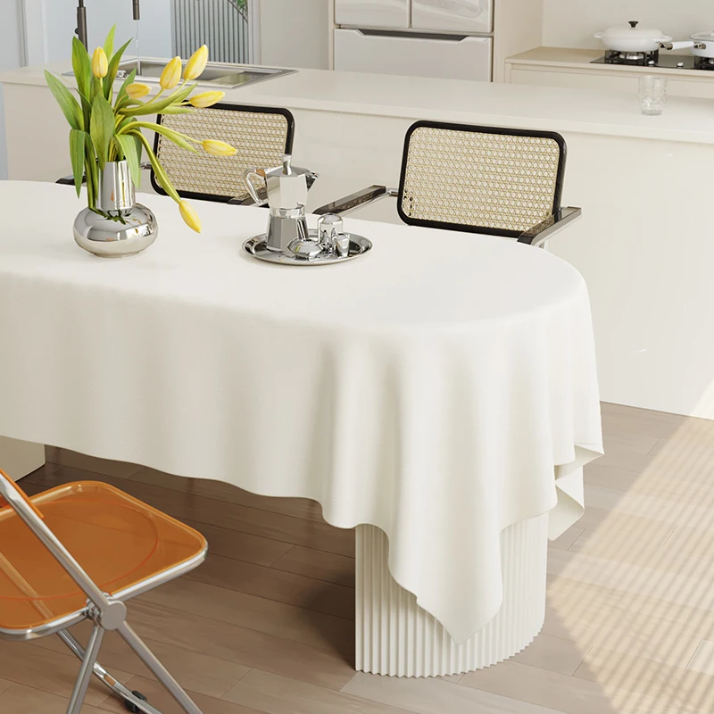 

Cream white tablecloth, light luxury, high-end feel tablecloth, wash free, oil resistant, waterproof coffee table mat, mat