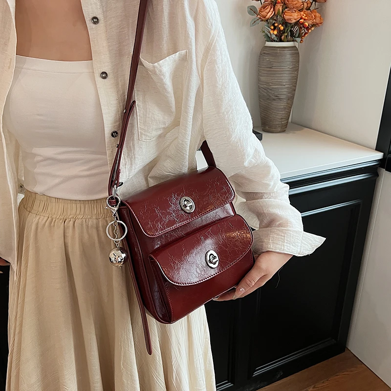 Simple Solid Leather Women's Handbag Fashion Brand Shoulder Bag Luxury Designer Crossbody Bag Ladies Casual Tote Messenger Bag
