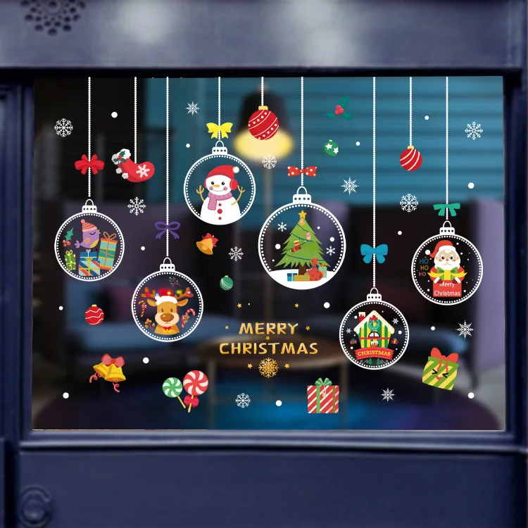 Wall Sticker Window Stickers Christmas Stickers Christmas Santa Claus Window Stickers Wall Ornaments Christmas Pendant Merry For Home Decor New Year Stickers