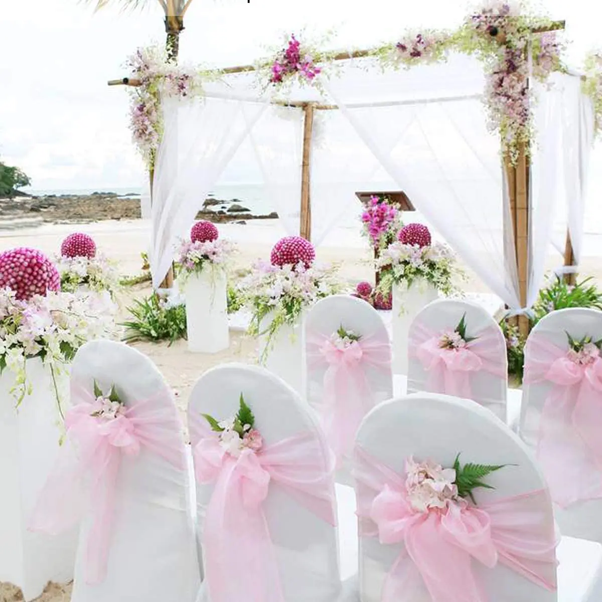 25x Lavender Organza Sheer Chair Sashes Wedding Banquet Party Venue Decoration 