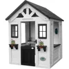 Outdoor Playhouse, Cottage, Sink, Stove, Windows, Kitchen with Pot and Pans and Utensils, Flowerpot Holders, Working Doorbell 6