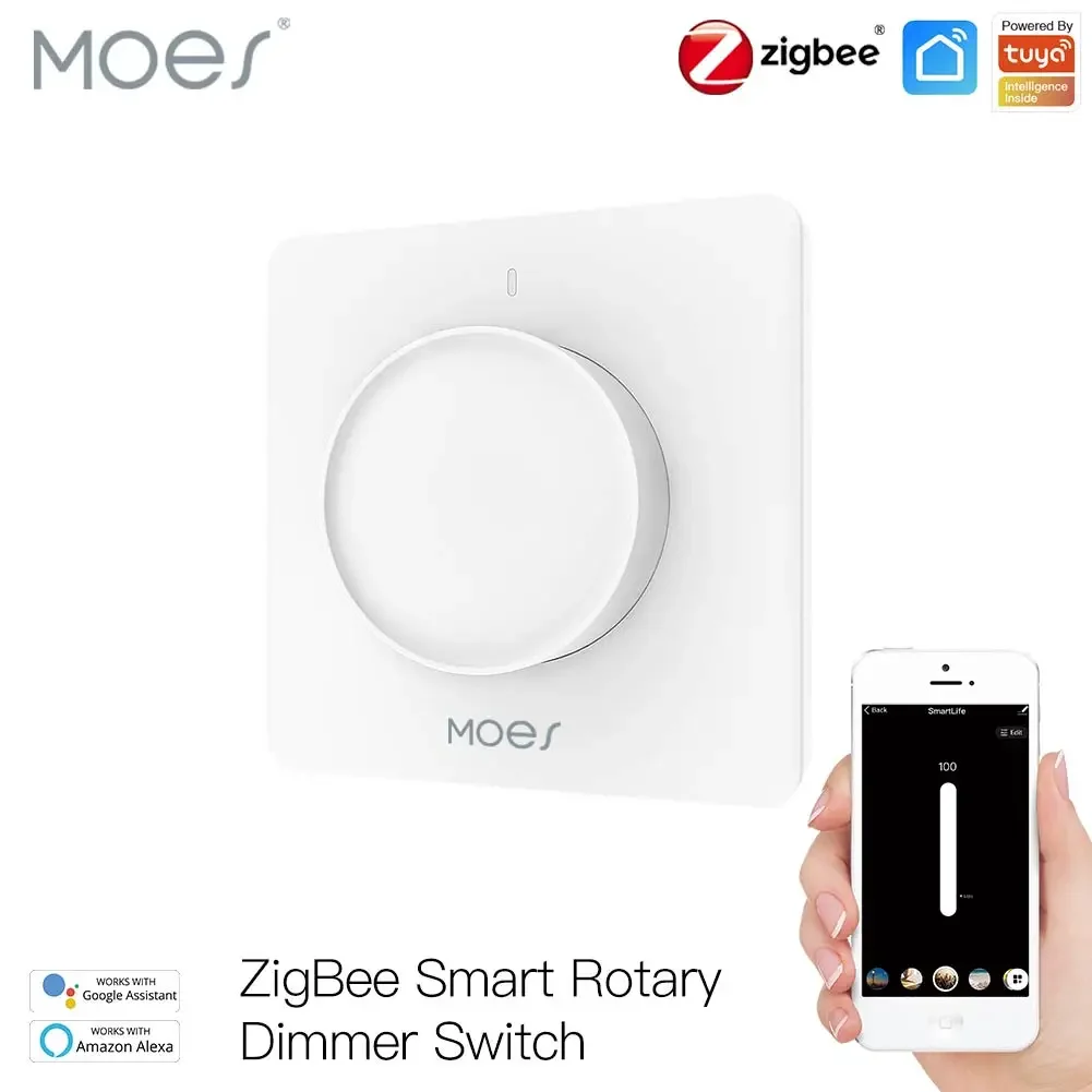 ใหม่ZigBeeสมาร์ทโรตารี่Light Dimmer Switchความสว่างหน่วยความจำSmart Life/Tuya APPรีโมทคอนโทรลทำงานร่วมกับAlexa Google EU 1