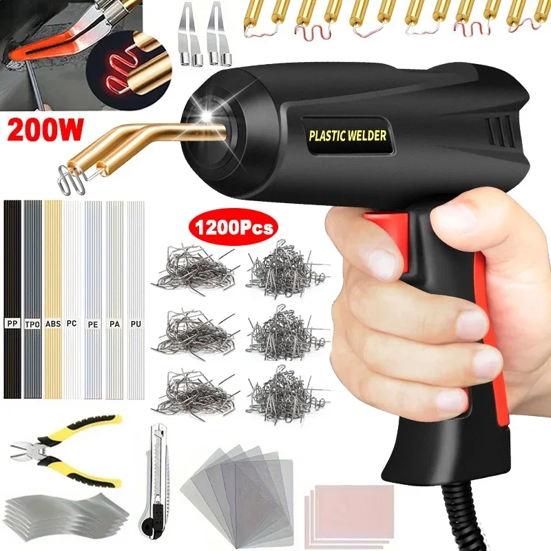 200W 업그레이드 된 플라스틱 용접기 2 in 1 플라스틱 용접 키트 수리 용접기 용접봉이있는 핫 스테이플러 납땜 총 자동차..