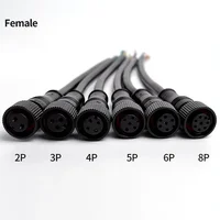 5/20Pcs M12 Metal Black Waterproof IP68 2 3 4 5 6 8Pin Male and Female LED Strip Outdoor IP68 Cable Connector 20cm Wire Plug 3