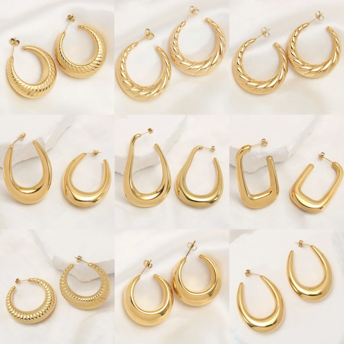 Übertriebene hohle dicke große Kreis Creolen für Frauen Gold Farbe Edelstahl große Ohr stecker Ohrring Punk Schmuck Geschenk