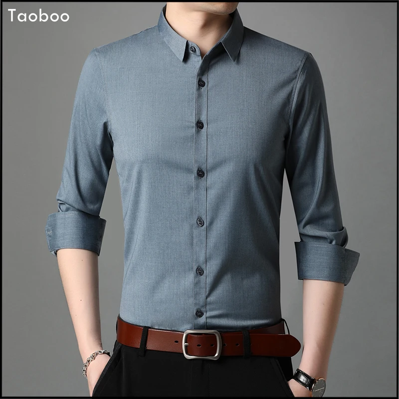 thumbnail image 1 of Taoboo 2022 Primavera Otoño Nueva Llegada Camisa de Hombre Casual de Alta Calidad Slim Fit Tops de Negocios de Color Puro Ropa Clásica de Hombre, 1 of 4