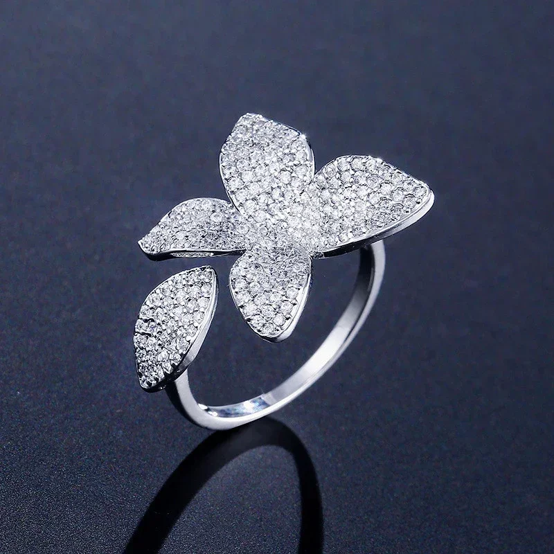 Best Selling Trendy Luxury Petals silver color cute Fashion Ring