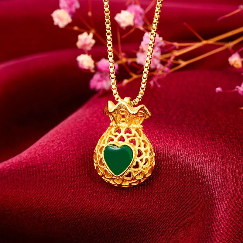 

Natural Chinese Jade Green Hand Carved Heart Pendant Fashion Boutique Jewelry Men and Women Necklace Popular Gift