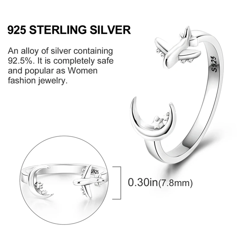 925 Sterling Silver Open Ring Colored Cubic Zircon Butterfly Sun Moon Turtle Ring Fit Women Wedding Engagement Silver Gift 4