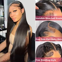 Perruque Lace Closure Wig brésilienne naturelle, cheveux lisses, 13-4-13 pouces 3