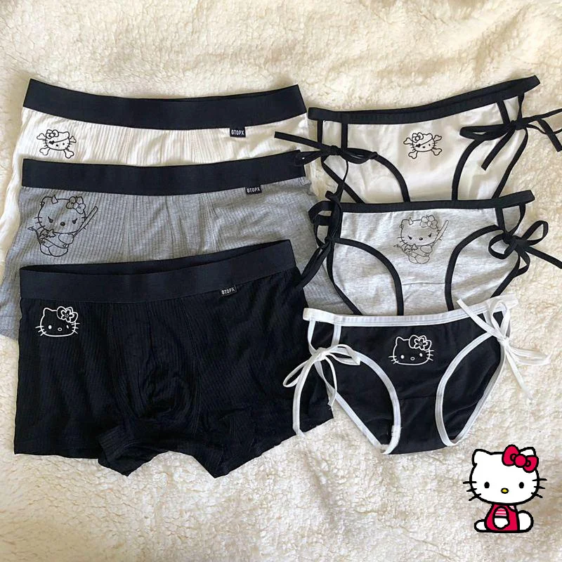 

3pcs New Anime Kawaii Sanrio Hello Kitty Couple Panties Girl Cute Pattern Comfortable Breathable Cotton Pants Underpants Gift