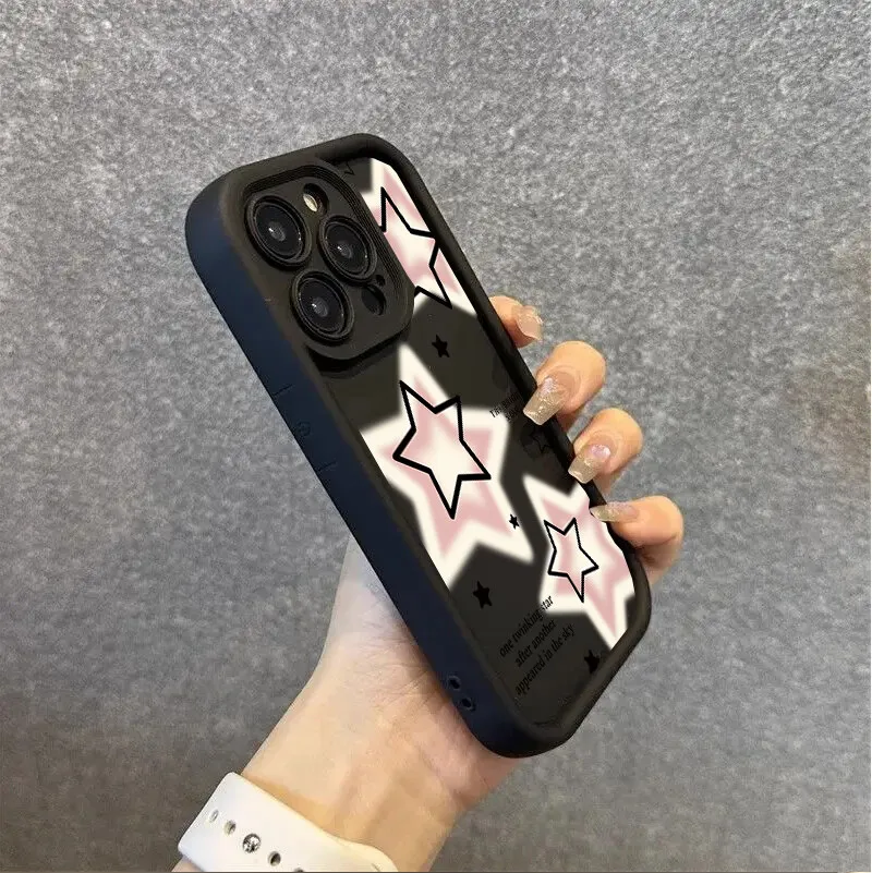 Black Pink Stars Creative Soft TPU Phone Case