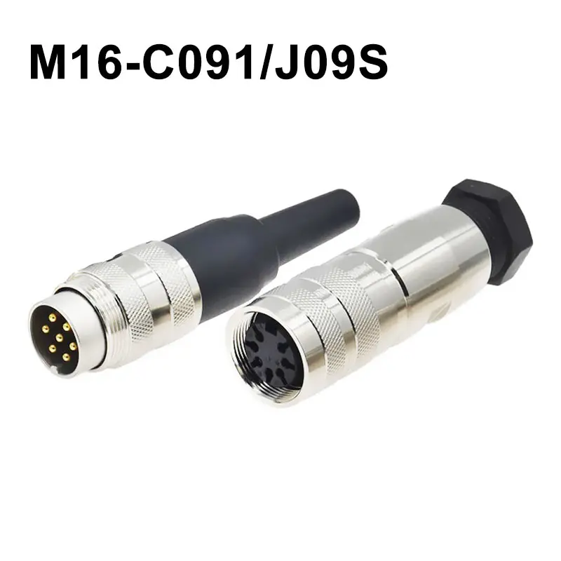 Conector Circular de Metal Impermeável Plugue de Aviação M16 Conectores Macho e Fêmea para Mecânica Pinos Pinos Pinos Pinos Pinos Pinos Ip67 C091 J09