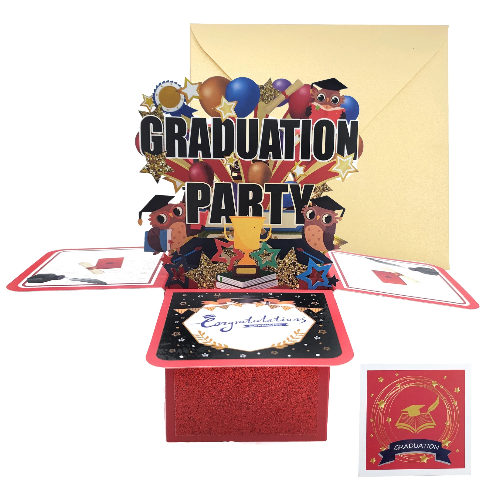 Greeting Cards Graduation Card Graduation Pop Up Card High School Cards 3D Popup Greeting Gift for Boy Girl