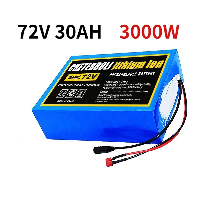 

72V 30Ah 21700 Lithium Battery Pack 20S5P 84V Electric Bicycle Scooter Motorcycle BMS 3000W High Power Battery + 3A Charger