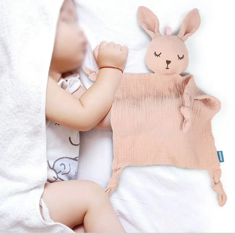 Soft Baby Cotton Gauze Blanket Cartoon Sensory Soothe Appease Towel Rabbit Ears Cute Doll Newborn Sleeping Blanket Newborn Care