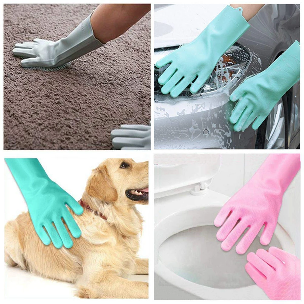 Dishwashing Silicone Gloves Kitchen Magic Cleaning Gloves Silicone Rubber  Dish Washing Gloves Home Sponge Scrubber Cleaning Tool - AliExpress