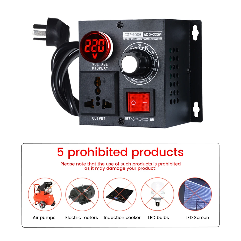 Velocidade Temperatura, Monofase Variável, Controlador de Tensão, AC 110V, 220V, 5000W