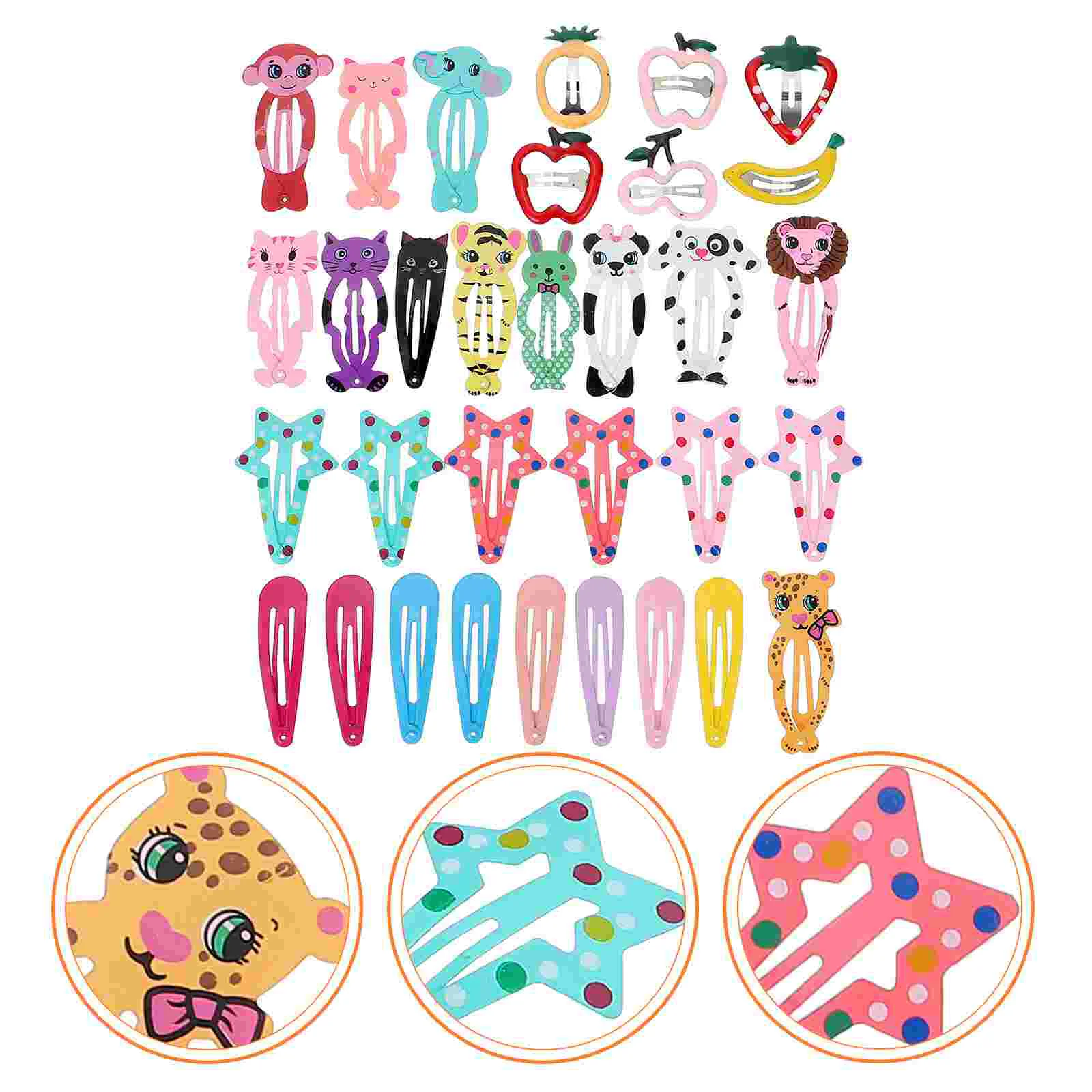 

30 Pcs Bb Clip Hair Pin for Girls Printing Lovely Hairpin Hairpins Iron Animal Barrettes