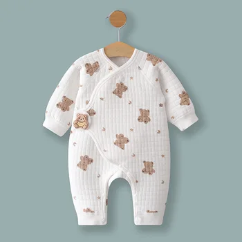 الربيع والخريف 0-6 أشهر الطفل السروال القصير الشتاء الوليد الفتيات الفتيان 100% ملابس قطنية بأكمام طويلة ملابس الرضع منامة