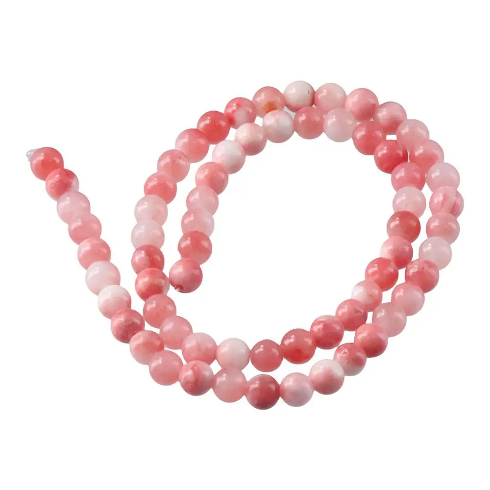 Giada Persiana Bianca Rosa Giada Persiana Rosa Rotonda Rosa Perline Bianche 63 Pezzi 6Mm Perline Di Pietre Preziose Naturali Per Collane