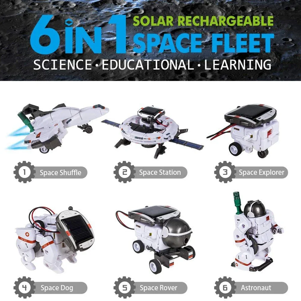 Technology Science Kits 6 In 1 Solar Toy Robot Dog Solar Energy Space Ship Technological Gadgets Scientific Toy Boys Children
