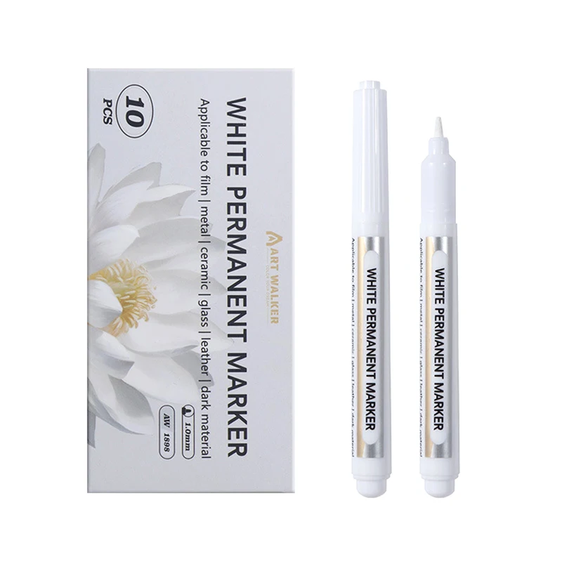 White Marker Pens 1.0mm Oily Waterproof White Gel Pen DIY Graffiti Sketching Markers Stationery Wrting School Suppli