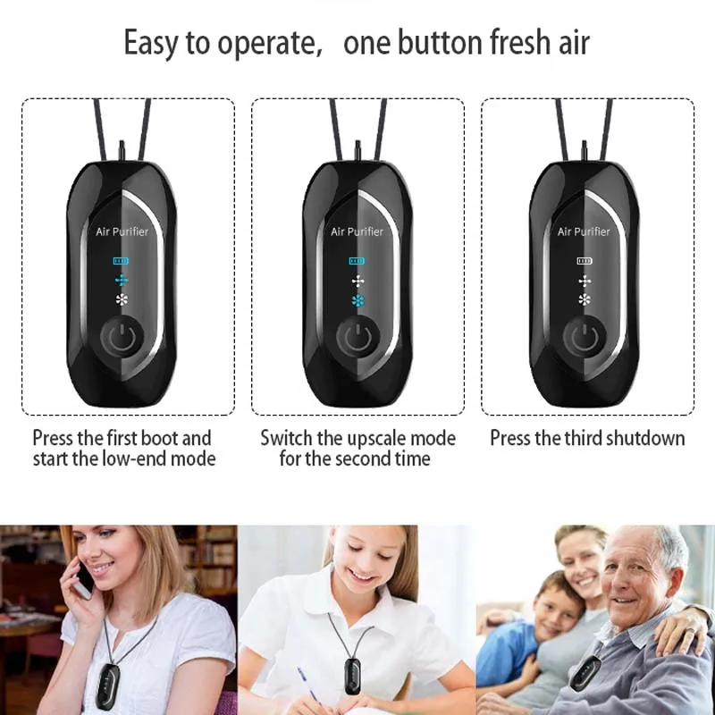 Hot mini Outdoor Portable Personal ionizer Air Purifier Necklace Wearable Ozone Plasma Rechargeable Air Cleaner
