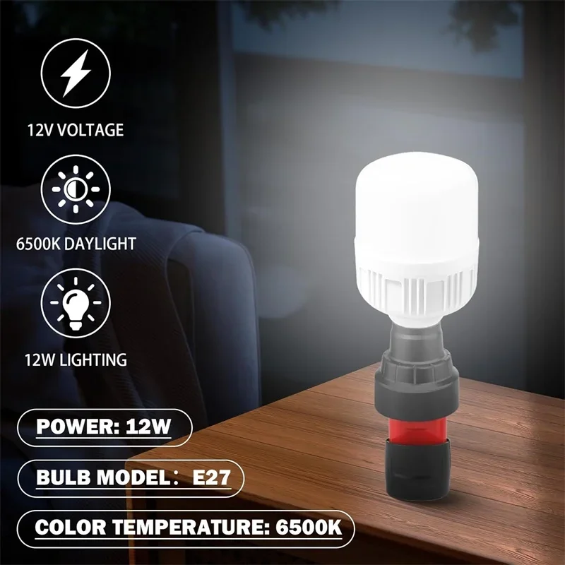 Emergency LED light 1300LM Compatible For Milwaukee 10.8V-12V tool lithium battery Portable Flashlight E27 Light bulb Outdoor