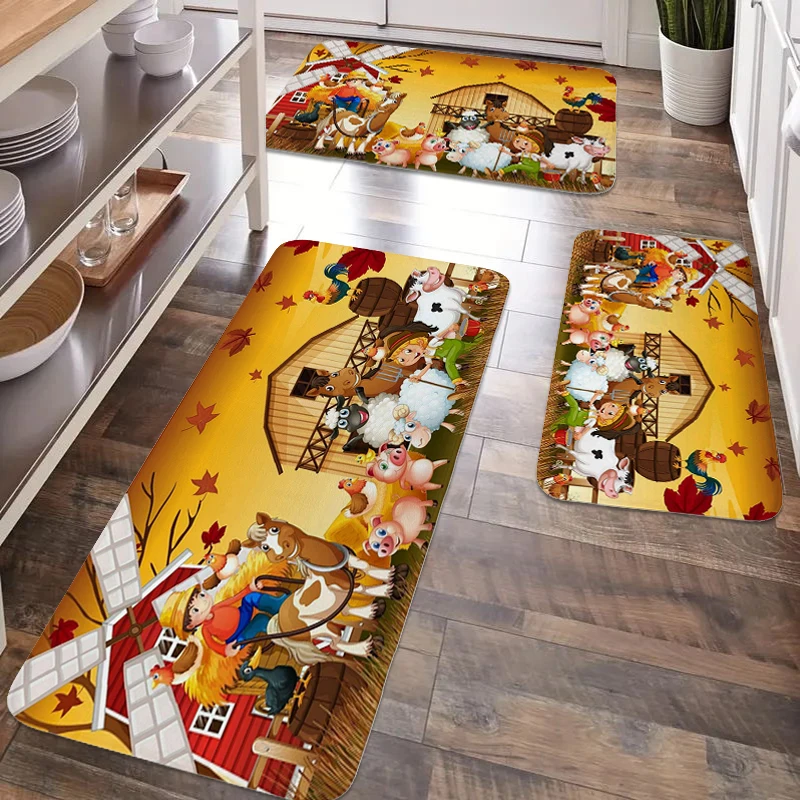 

Washable Non-slip Kitchen Mats Farm Funny Doormat Entrance Door Sleeping Room Rugs Kitchen Accessories Modern Home Decoration