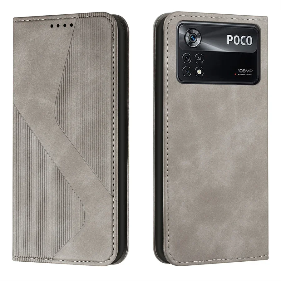 Carteira de Textura de Couro Ímã Capa do Livro Flip Case para Xiaomi Poco x5 Pro 5g C65 x3 x4 m3 m4 Pro x Nfc M5s x5 Coque - Image 3