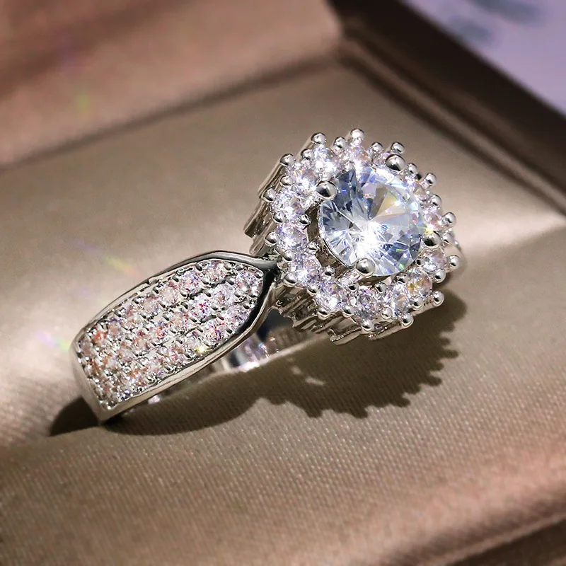 18K Gold 2 Carats Diamond Gemstone Ring for Women Fine Anillos De Bizuteria Natural Jewelry 18 K Gold Bague Cushion Zirconia Box