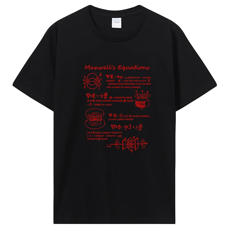 재미 있은 전자기 물리학 맥스웰 방정식 공식 T 셔츠 코튼 Tshirt 생일 선물 여름 스타일 T-셔츠 남성 의류
