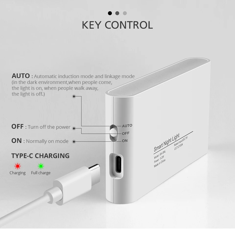 Description Picture 4 of itemMotion Sensor Wall Lamp USB C Rechargeable Wireless Linkage Induction Smart LED Under Cabinet Light Nightlamp For Stair Corridor