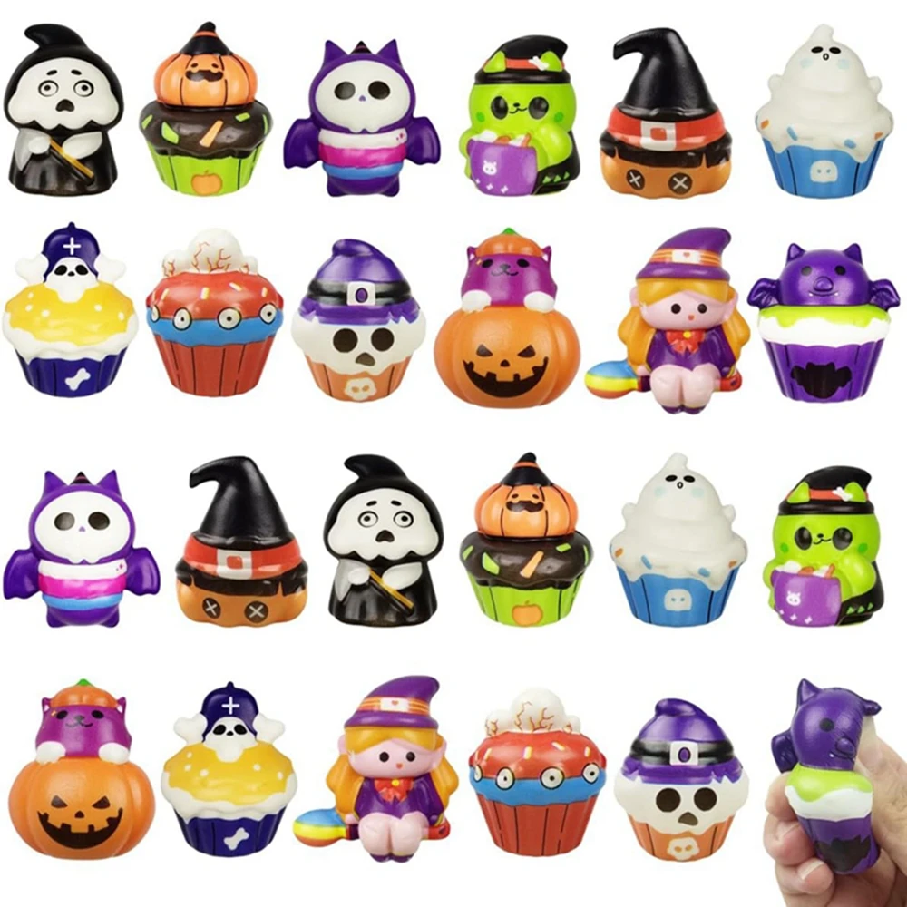 6/12PCS Halloween Slow Rising Squishies Squishy Toys Bat Pumpkin Party Favors Halloween Treat Bags Gifts squishy toys childrens toys
