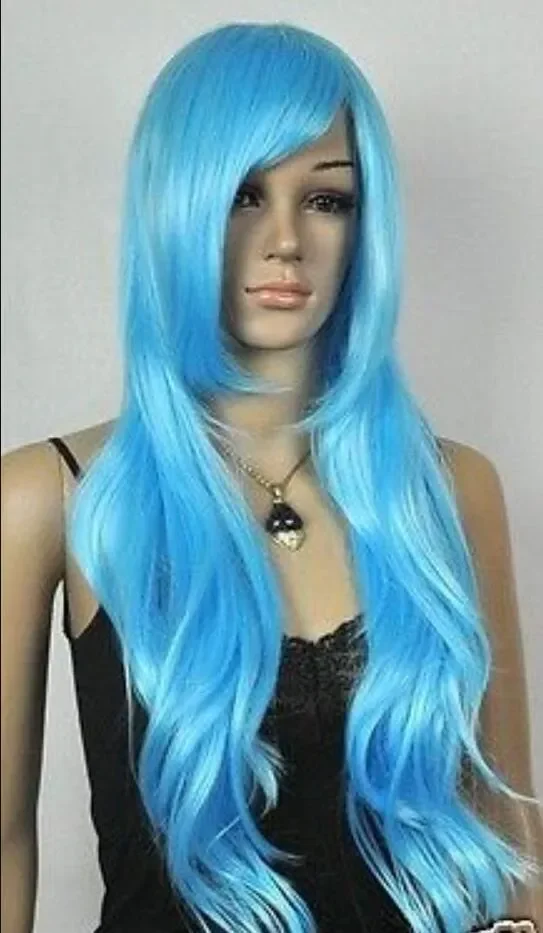 

WIG Hot Sell New Fashion Sexy Long Light Blue Wavy Women's Lady's Hair Wig Wigs