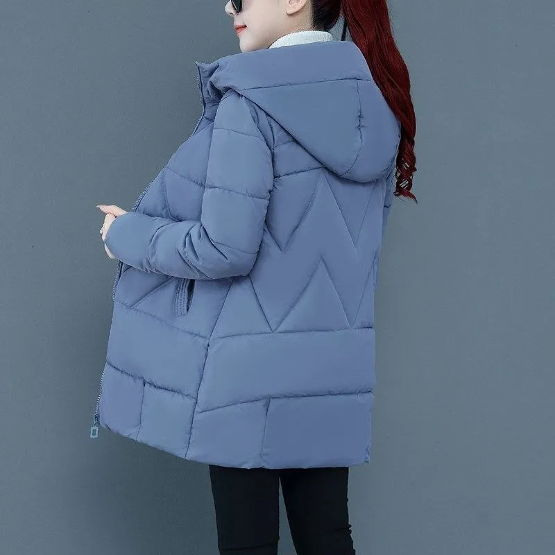 2023 New Women Down Cotton Coat Winter Jacket Mid Length Version Parkas Loose Thick Warm Outwear Hooded Leisure Time Overcoat