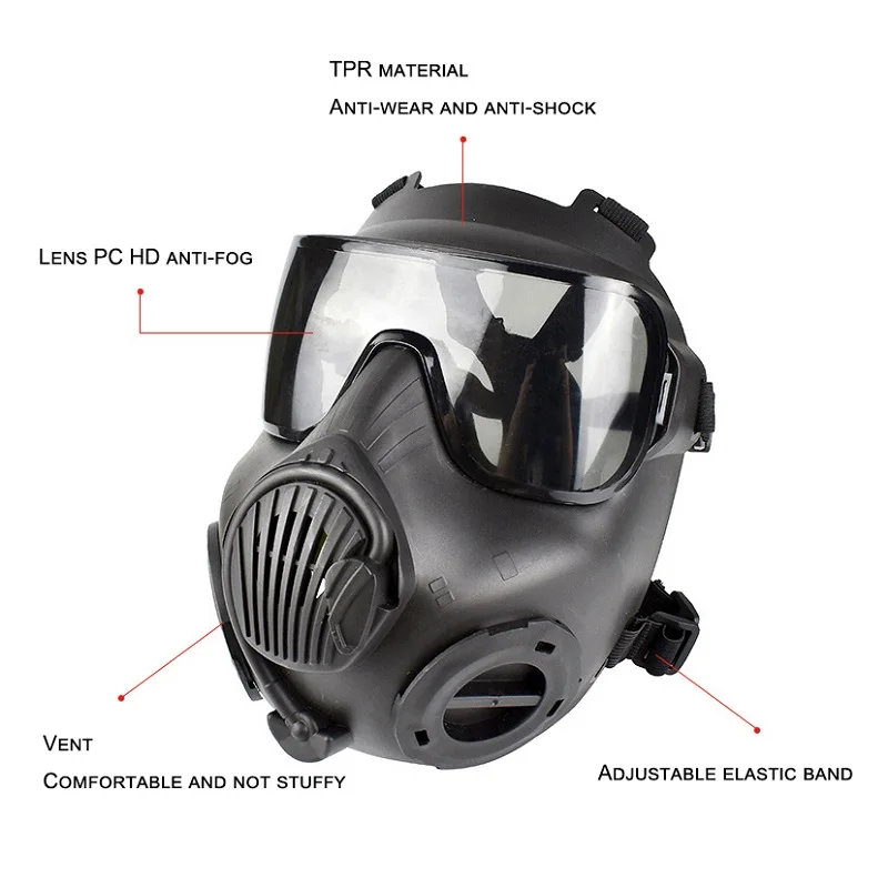 Protective Tactical Respirator Mask Full Face Gas Mask Airsoft Shooting Hunting Riding Outdoor CS Game Cosplay Protection