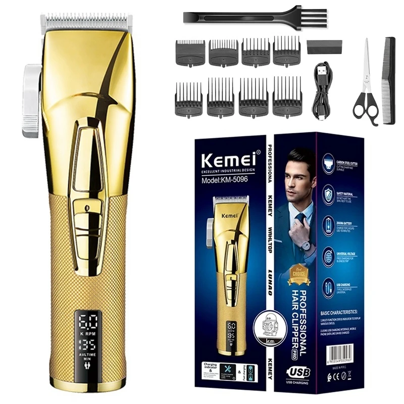 Kemei Professional Hair Clipper Barber Adjustable 2 Speed Motor Beard Hair Trimmer For Men Electric Haircut Machine Rechargeable