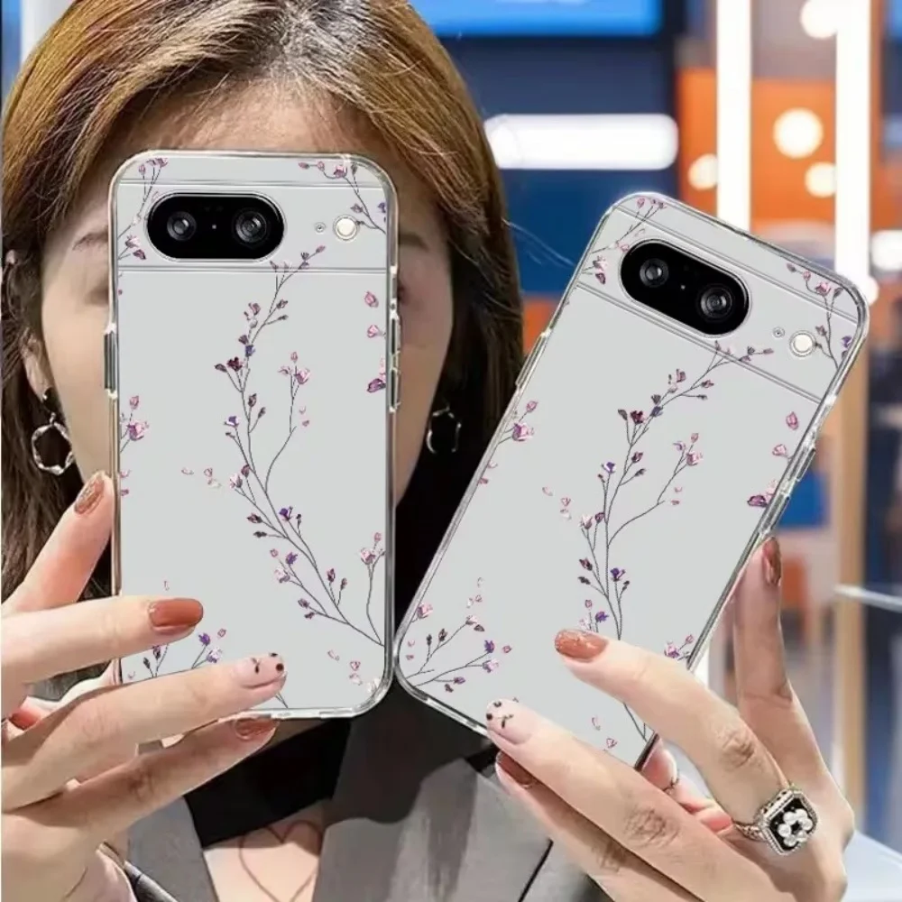 Elegant Transparent Floral Print Phone Case - Crystal Clear Lightweight Protective Cover