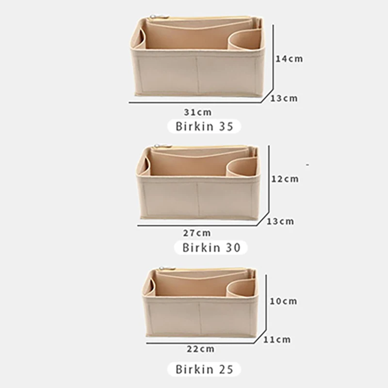 Women Insert Bag Organizer for Birkin 25 30 35 Makeup Handbag Organizer  Lady Inner Purse Portable Cosmetic Inside Bags 3 Colors