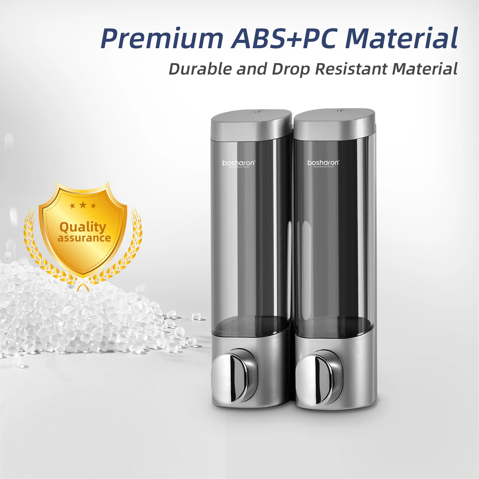 เครื่องจ่ายสบู่เหลวคู่พลาสติก 300 มล.*2 ห้องน้ําห้องครัวติดผนังฝักบัวเงินคู่มือเครื่องจ่ายเจลแชมพูโรงงาน 1