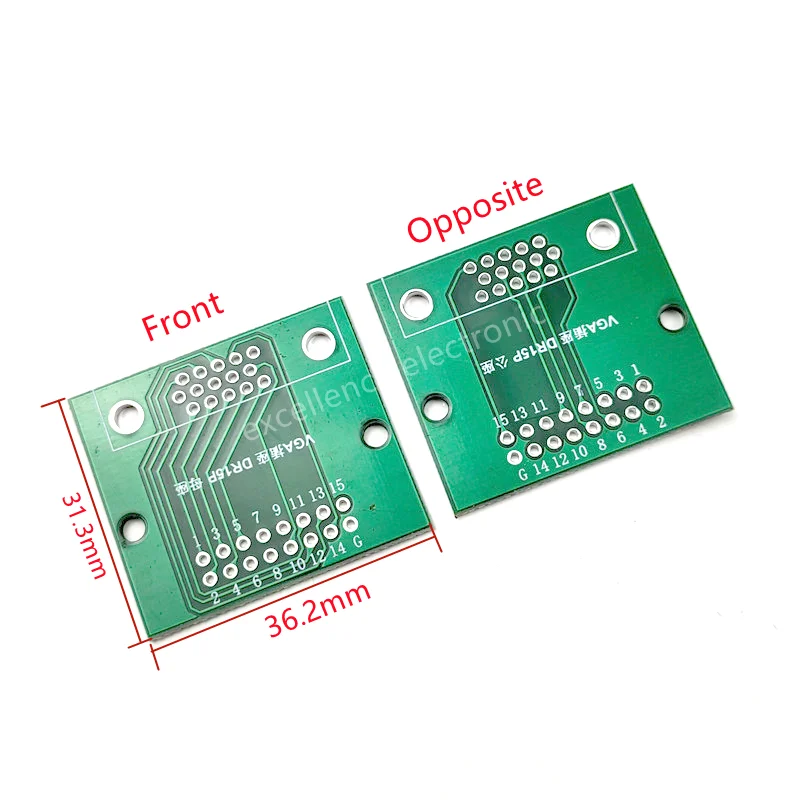 1PCS 수직 DR15(고정 나사 포함) 2.54mm 인터페이스 테스트 보드 D-sub VGA Male/ Female 소켓 PCB 변환 보드