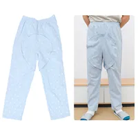 Open Crotch Bedridden Trousers Cotton Full Open Down Elastic Waist Soft Dragonfly Print Patient Bedridden Pants for Disability 1