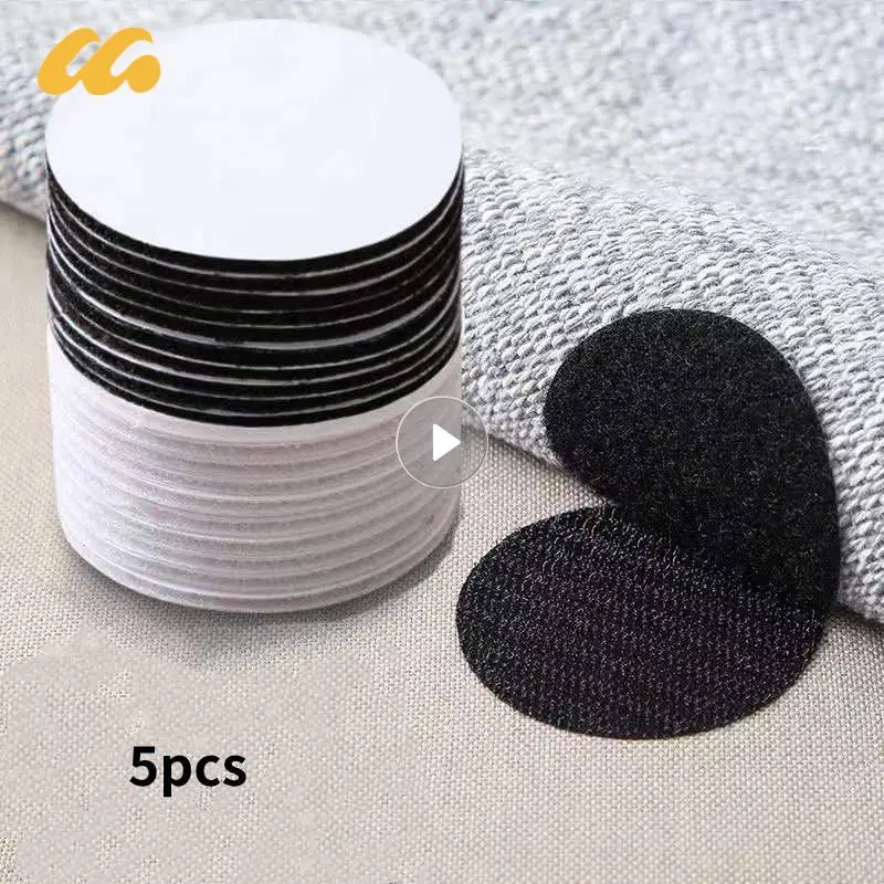 5pcs Multi-purpose Sheet Mat Anti-slip Double-sided Round Velcro Carpet  Sticker