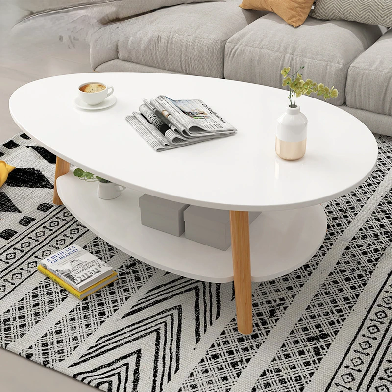 

Double-Layer Coffee Table Simple Modern Small Apartment Living Room Table Home Creative Balcony Tea Table Rental Coffee Table