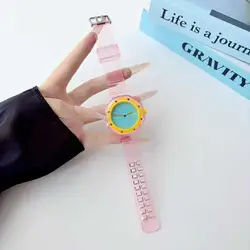 Clear Shockproof TPU Waterproof Watch Strap Bracelet - Premium Replacement Band - Swatch Royal pop (Pink)